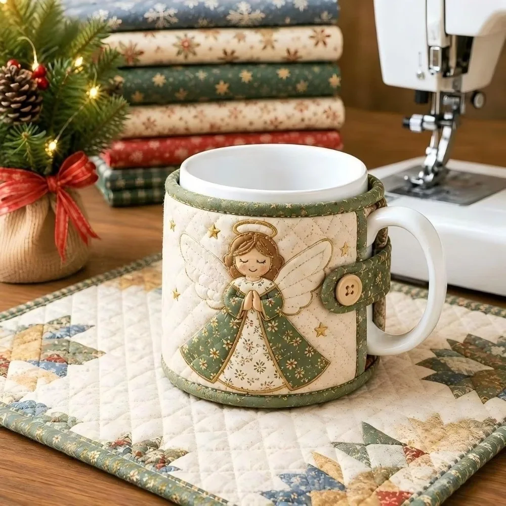 Atmosphere Santa Claus Christmas Tea Cup Holder Deer Snowman Christmas Ornaments Xmas Tree Heat-proof Mug Protective Cover Mug