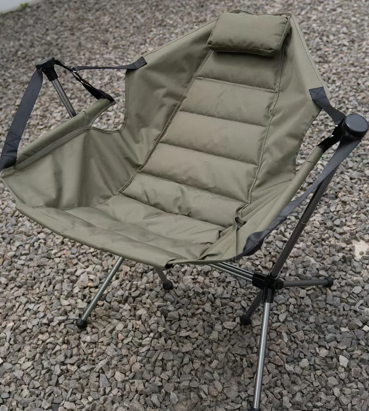 Manufacturer Luxury Portable Outdoor Camping Folding Chairs Army Green Rocker Camping Chair For Garden Beach