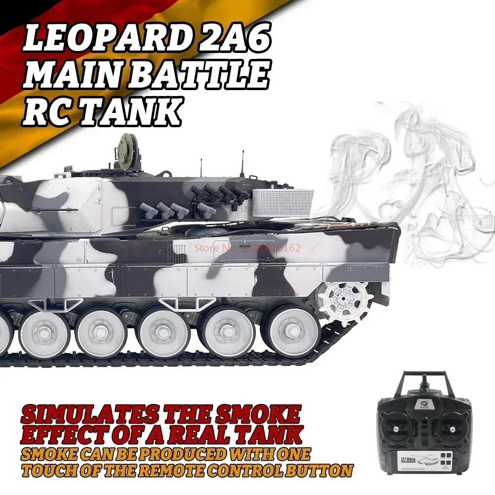 Alemão Leopard Heavy Controle Remoto Tanque Smoke Toy Modelo, Grande Veículo de Combate, Presente Kid, Leopard 3889, 2a6