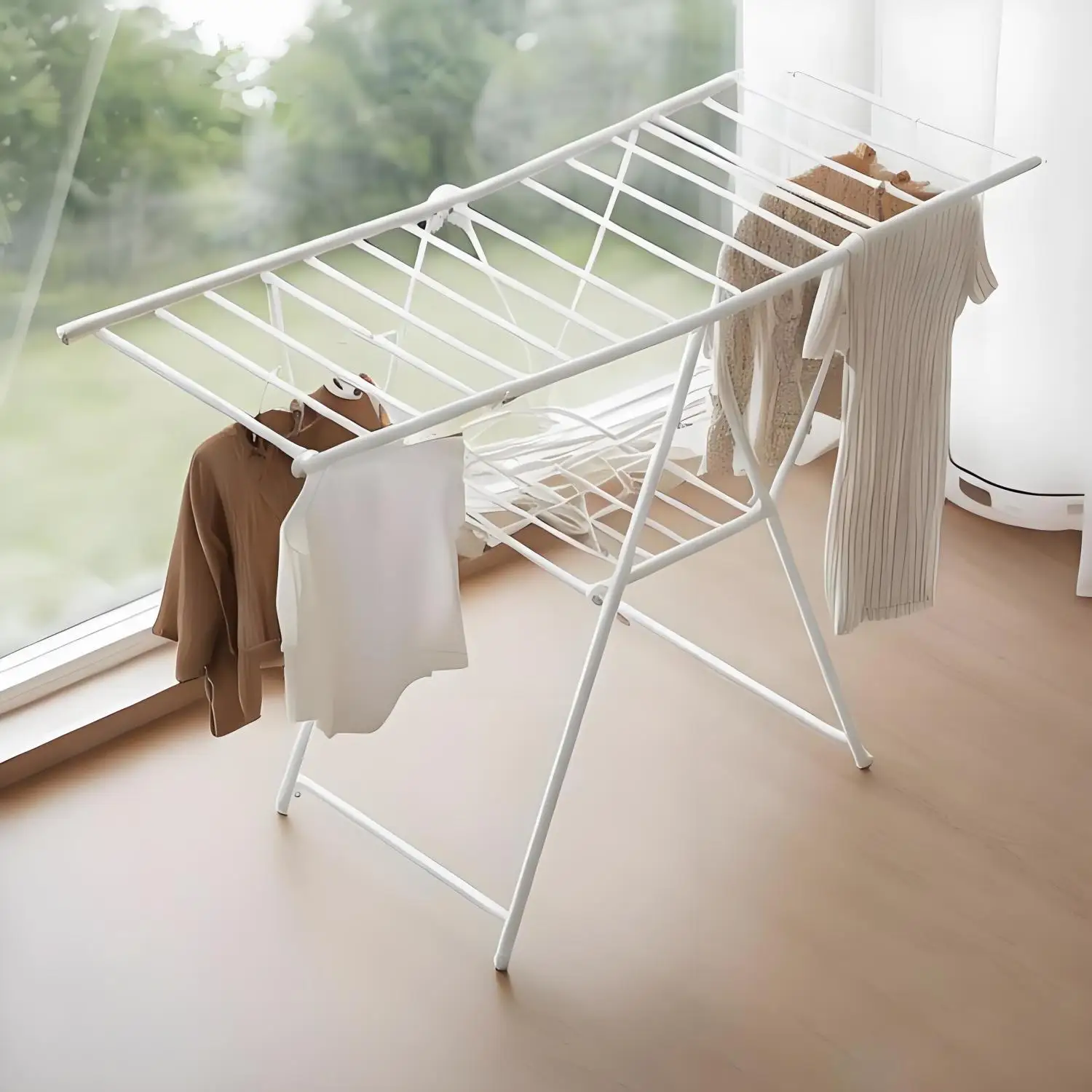 Folding multi-functional Floor Cloth drying rack balcony living room small vertical clothes quilt rack drying baby hangers