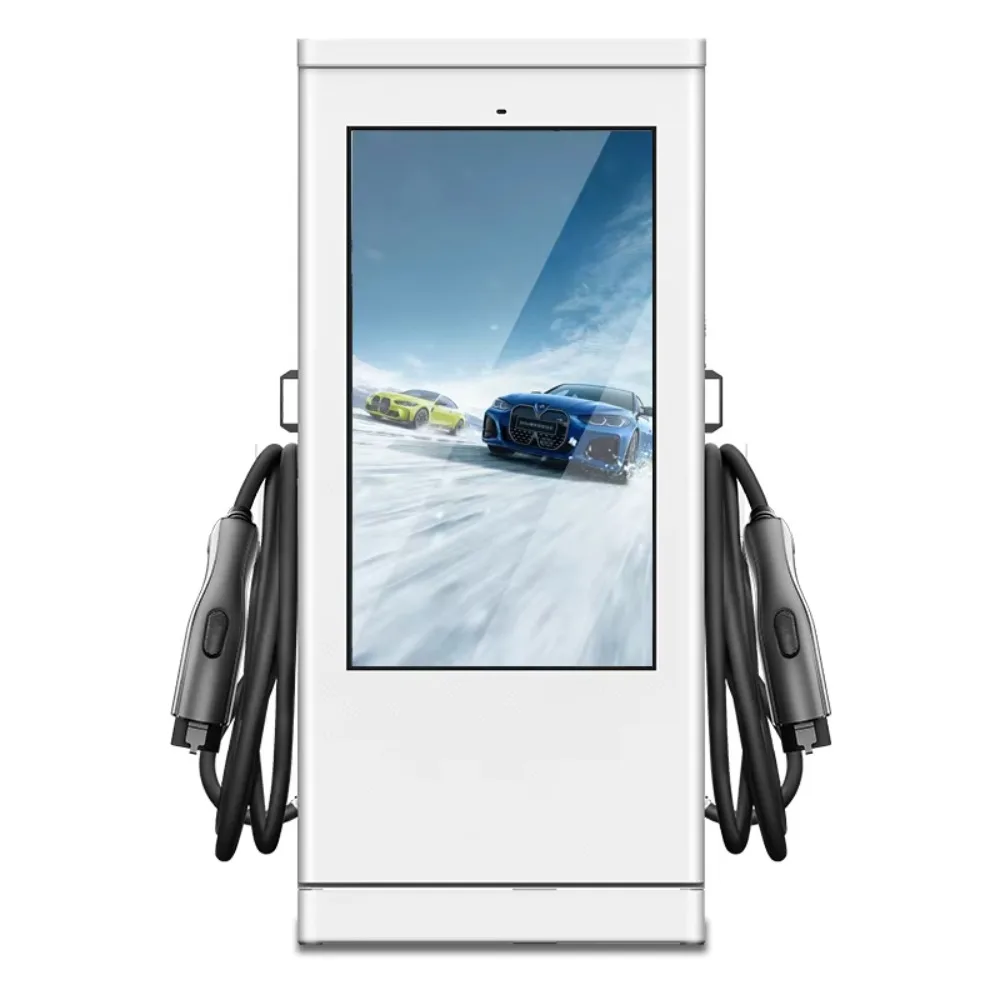 Commercial 120kw CCS1 CCS2 CHAdeMO GBT NACS Car Fast EV DC Charger Station with 55-Inch Advertising Screen