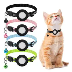 Anti-Lost Cat Collar For Airtag GPS Tracker Protective Case With Bell Reflective Cats Necklace Kitten Accesories Pet Products