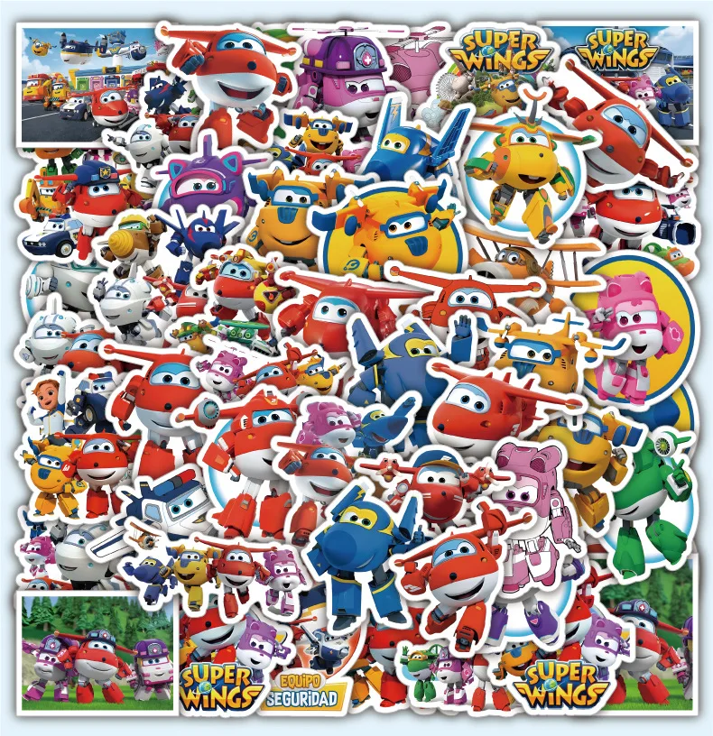 50pcs ANIMATIONS Super Wings Graffiti Stickers children for Stationery School Supplies Decoration Phone Case Sticker Toy