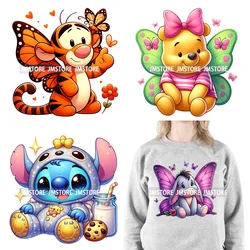 Calcomanías de impresión de animales de dibujos animados de bebé, mariposa linda, transferencia de prensa de calor DTF, pegatinas listas para presionar para camisetas, bolsas