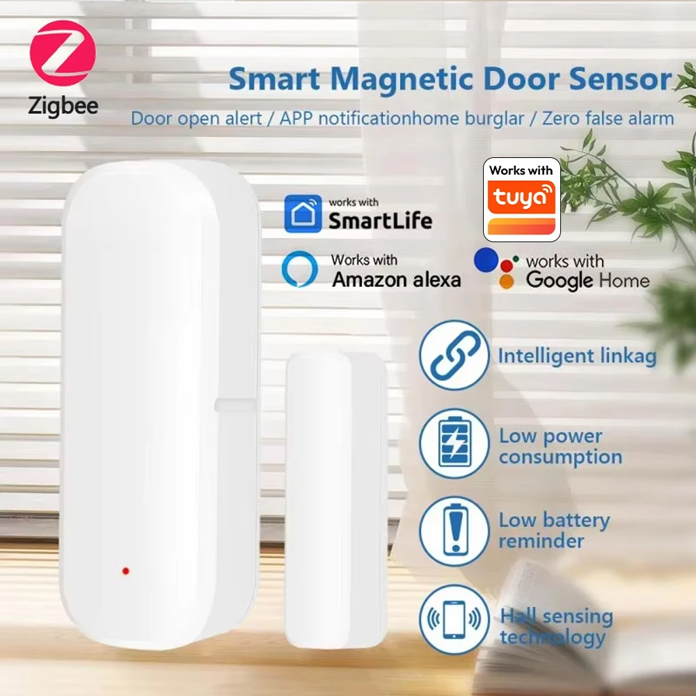 

Zigbee Door Window Sensor Open Close Detector Smart Home Security Alarm Burglar Door Sensor Works With Tuya Alexa Home Assistant