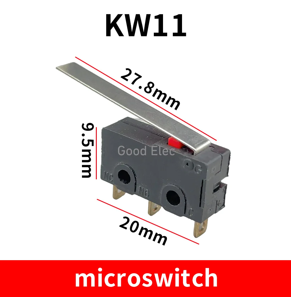 5pcs  KW11 Small micro limit switch mechanical stroke 5A 125/250V~10T85 self-reset foot