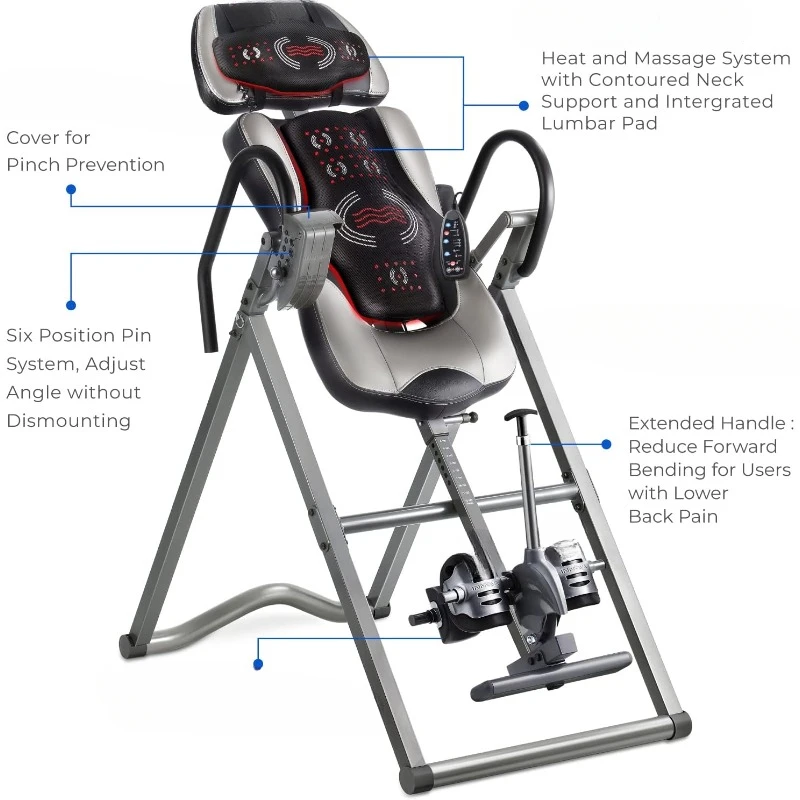 Advanced Heat and Massage Therapeutic Inversion Table consisting one for the neck area and one for the back area