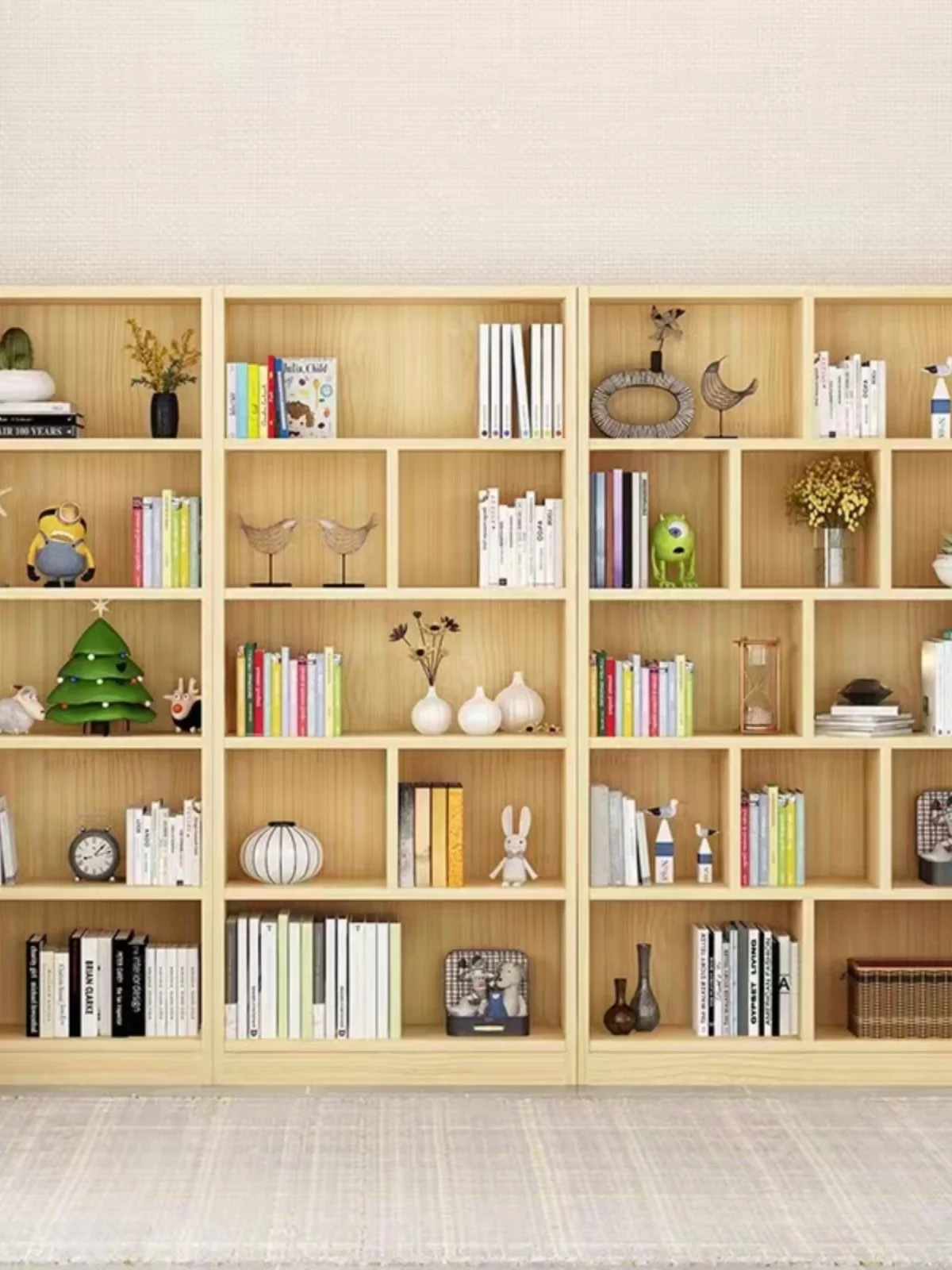 

Combined storage cabinet solid wood bookcase all solid wood locker Nordic style cabinet living room bookcase