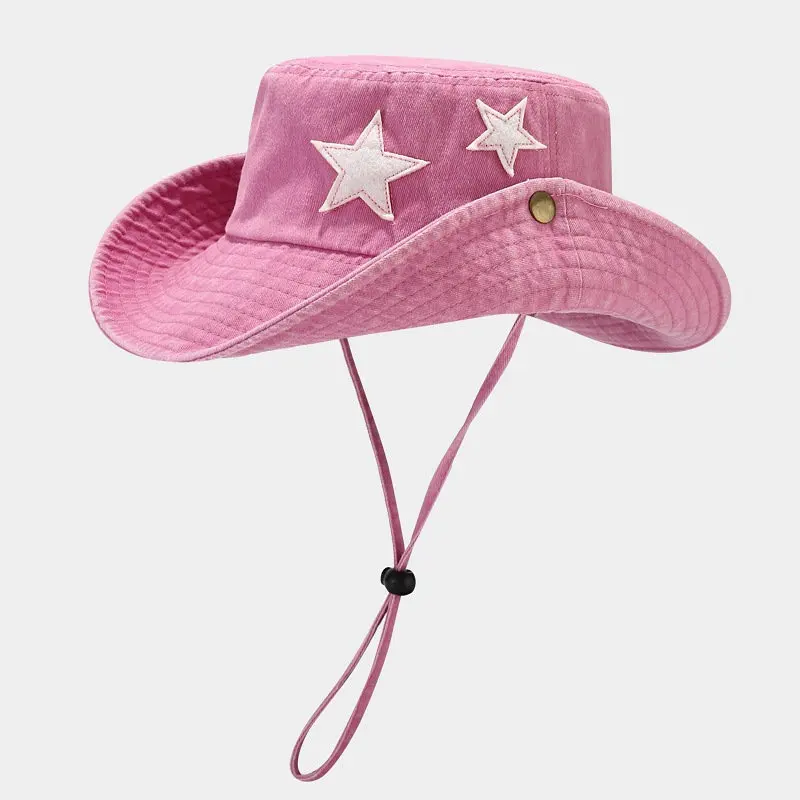 2023 Spring Cotton Star Embroidery Bucket Hat Fisherman Hat Outdoor Travel Sun Cap For Men And Women 117