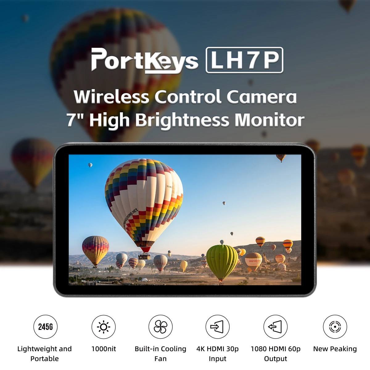 Portkeys LH7P 7Inch 1000nits Wireless Camera Control Mointor 4K HDMI-Campatib Full Touch Screen 3D LUT Field Monitor with