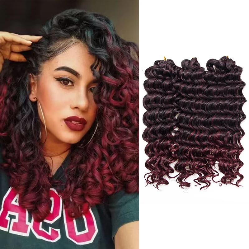 Crochet Hair Deep Wavy Low Temperature Fiber 12Inch 3pc/Pack Can Be Re-model Synthetic Hair Braids Crochet Briads