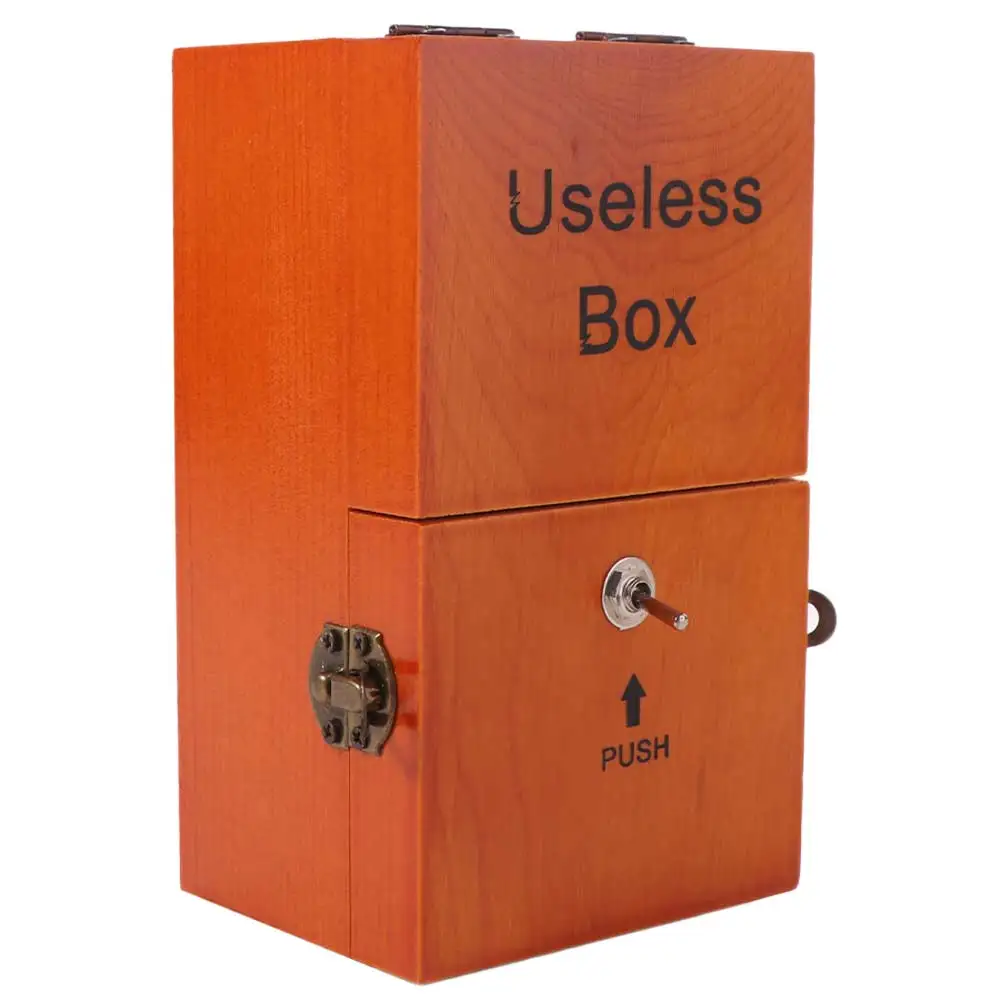 Leave Me Alone Useless Box Wood Color Funny Electronic Useless Box Desk Decoration Home Decor Wooden Useless Box