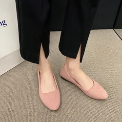 2024 New Style Women Flats Slip on Flat Shoes Candy Color Woman Boat Shoes Black Loafers Faux Suede Ladies Ballet