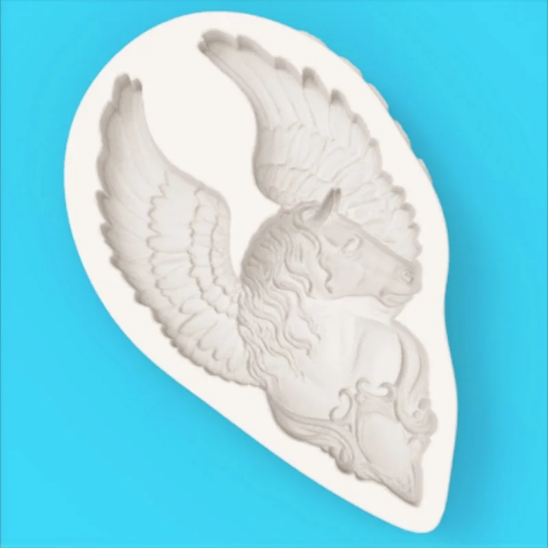 Mythical Pegasus Fondant Mold with Flying Wings Embossed Pattern Design Luxurious Artistic Style Dessert Fondant Chocolate Mold - view 3