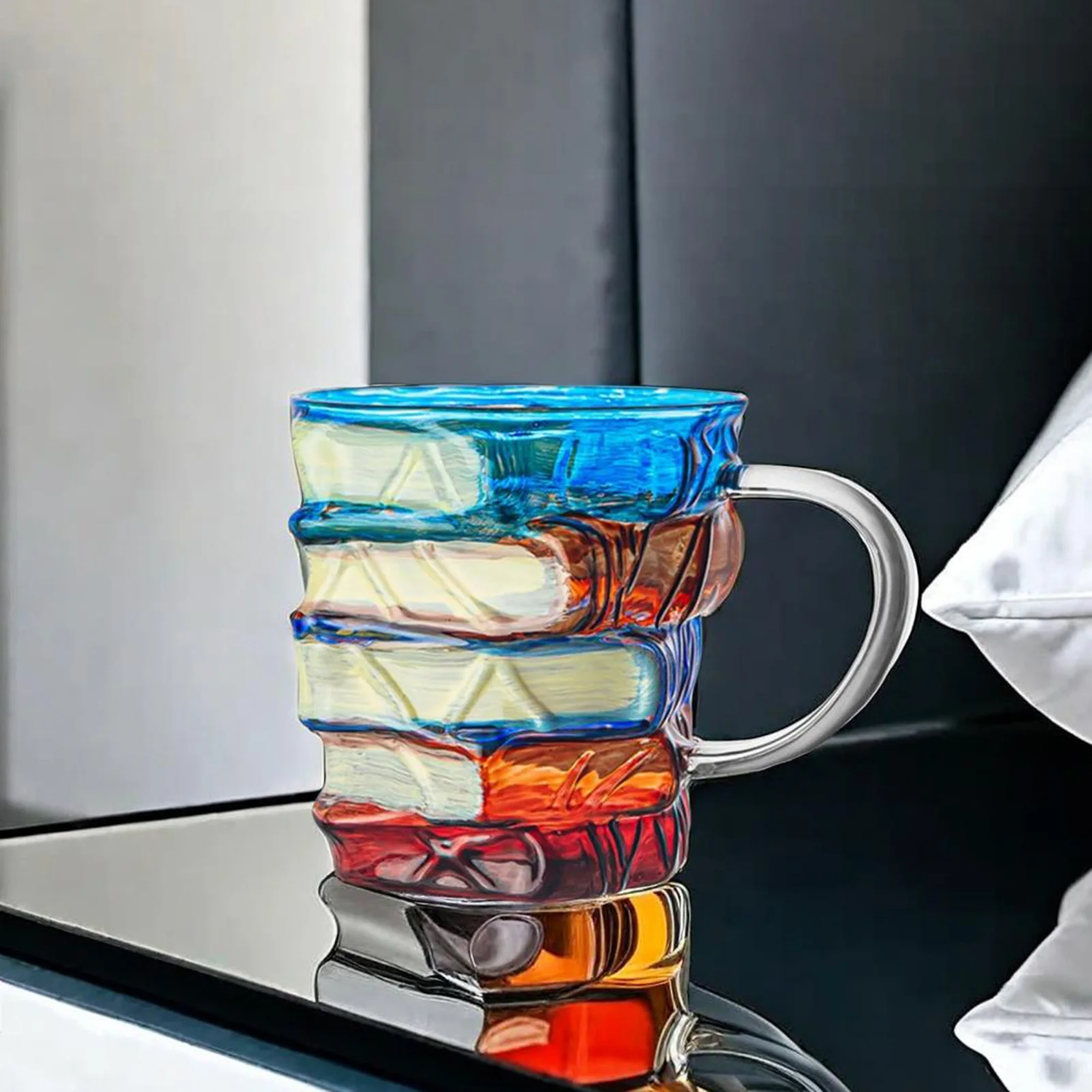 Image of 350 ml Neuheit Gemalt Buch Becher Glas Tasse Kreative 3D Farbige Glas Buch Kaffee Becher für Buch Liebhaber Literatur Liebhaber geschenke