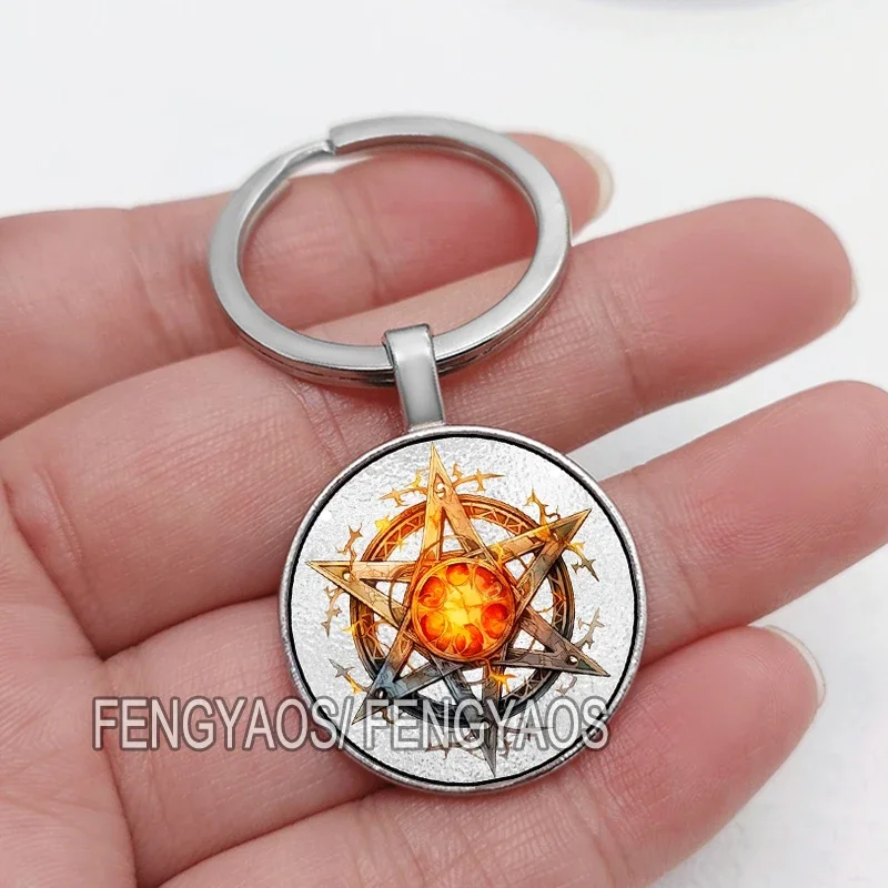 Sun and Moon Key Ring Suncatcher Glass Cabochon Keychain Pendant Keychains for Door Accessories Fashion Gift