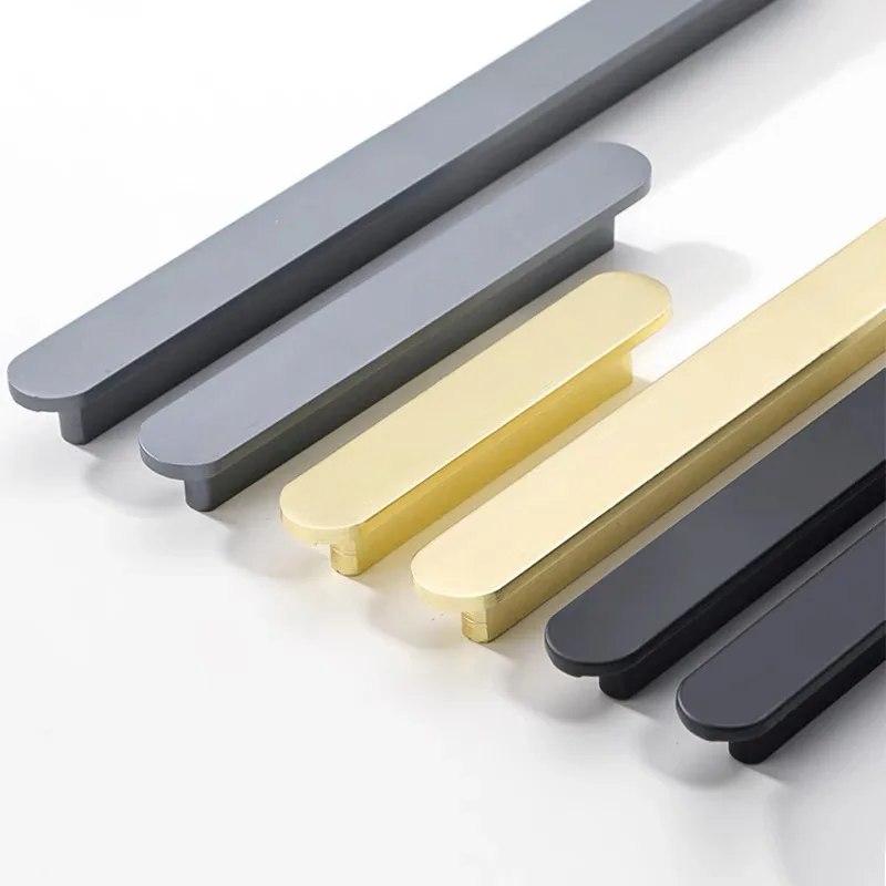 10pcs Modern Minimalist T shaped Aluminum Alloy Cabinet Handle Long Bar Furniture Pulls for Wardrobe Kitchen Drawer Door Handle