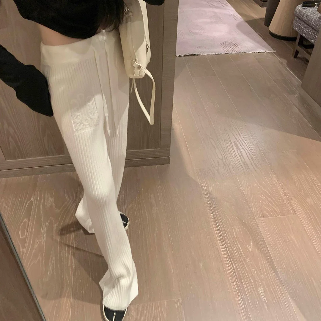 

Knitted Casual Pants Women's Micro Flared Drapey Simple Fashionable Autumn Winter New Design Sense Straight Leg Long Pants