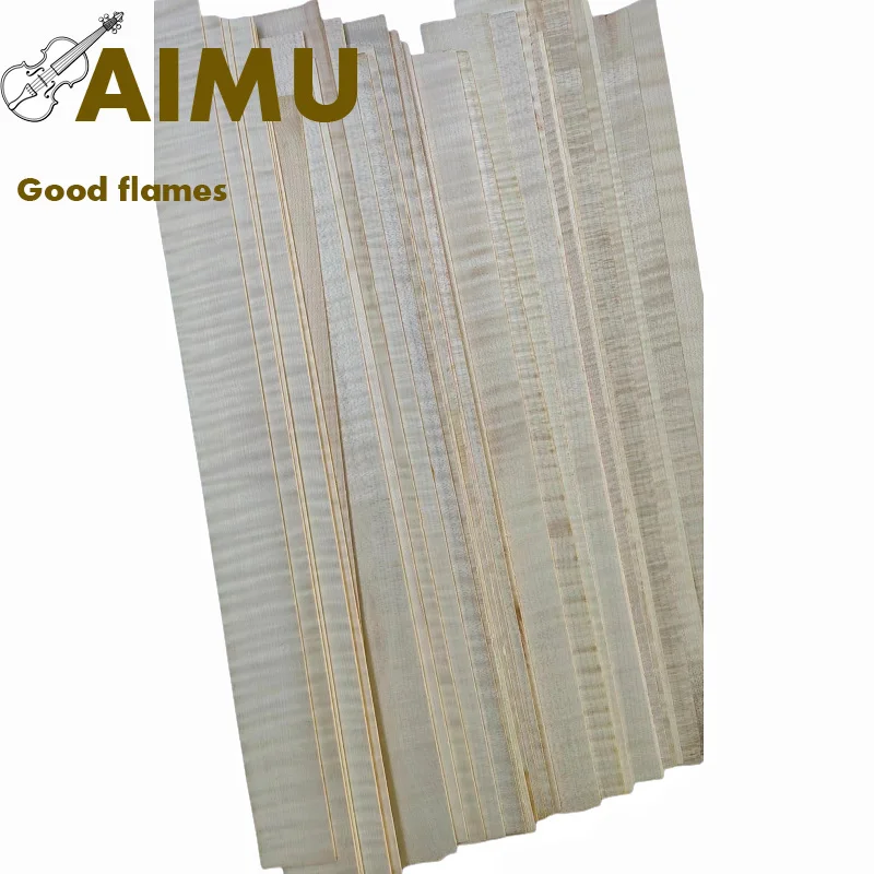 Llamas flameadas para violín, hojas en blanco laterales, madera de Arce, 9 piezas, 400x34x1,5mm
