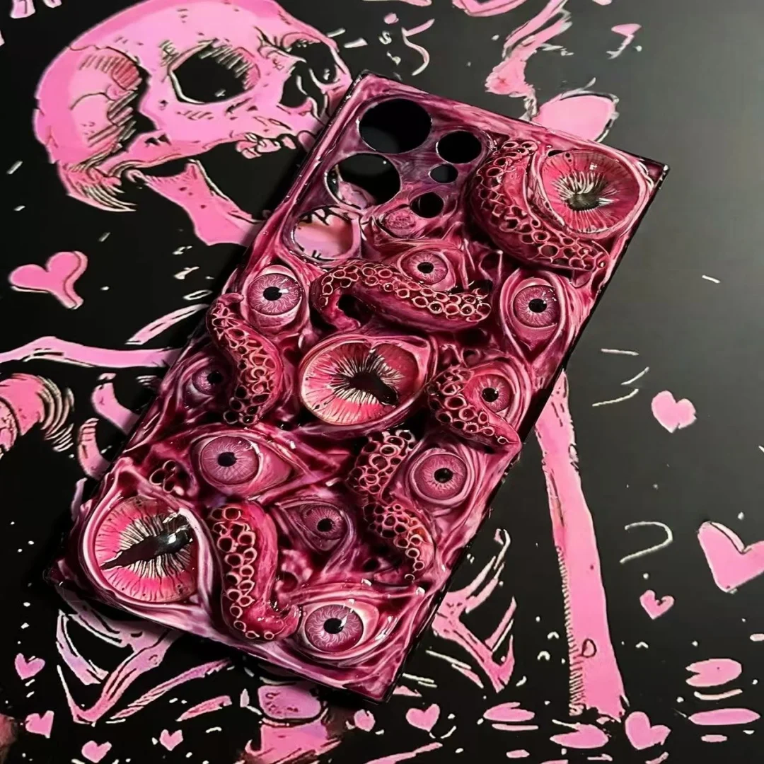 حافظة هاتف Cthulhu Tentacles ذات عيون متوهجة، 16 Pro Max 15 14 12 Mini 11 SE 8 Plus X XR iPhone، Samsung Galaxy Z Flip 6. #2