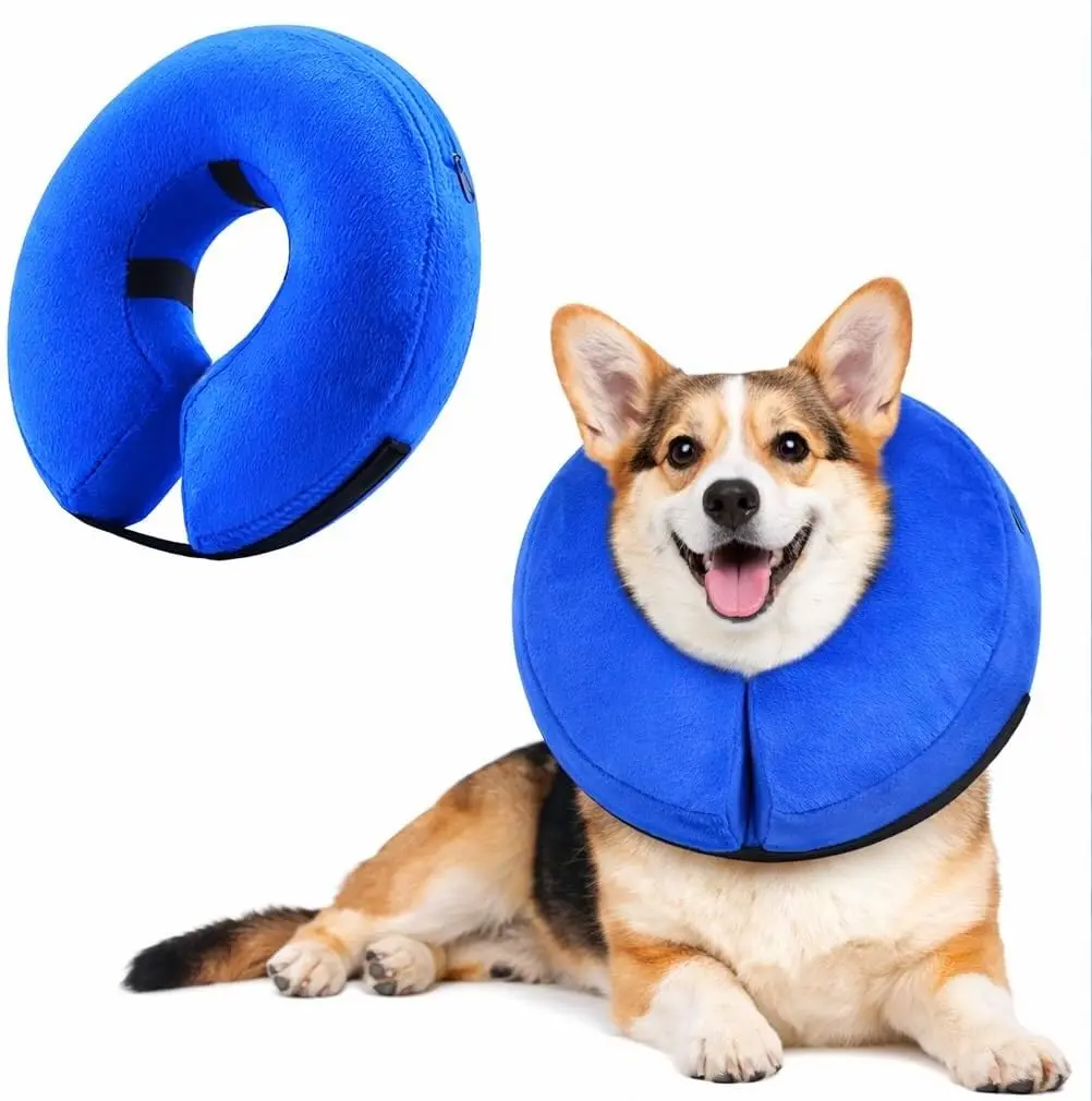 Soft Inflatable Dog Cone Collar Alternative for Small Medium Large Dogs, Neck Recovery E-Collar Donut Collar After Surgery