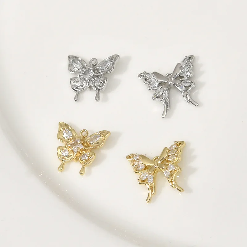 

14k Gold Color Small Butterfly Zircon Pendant DIY Handmade Bracelet Necklace Earrings Handmade Accessories Materials Wholesale