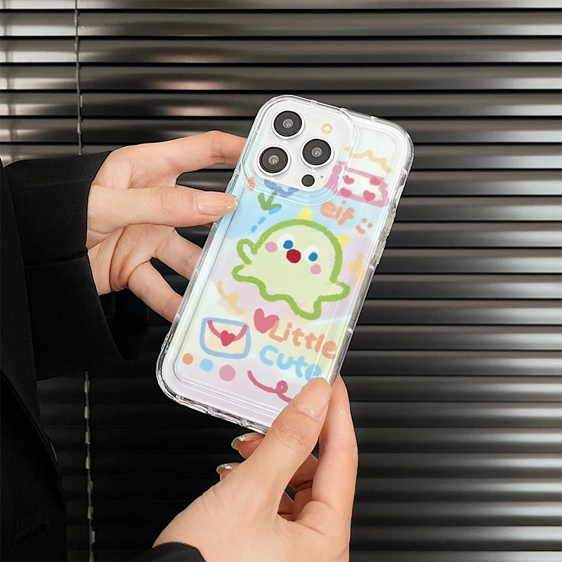 J2196 Fall Prevention Cushion Type For IPhone 11 12 13 14 Pro Max 6 6s 7 8 Plus X XR XS Max 12 Mini Case DIY Soft TPU Cover