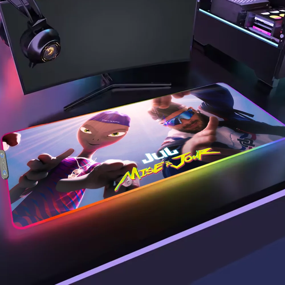 Rapper Jul Mise a jour S Mouse Pad RGB LED Light Non-Slip Rubber Base Waterproof Office PC Home Best Price Desk-Mat USB Large Ga