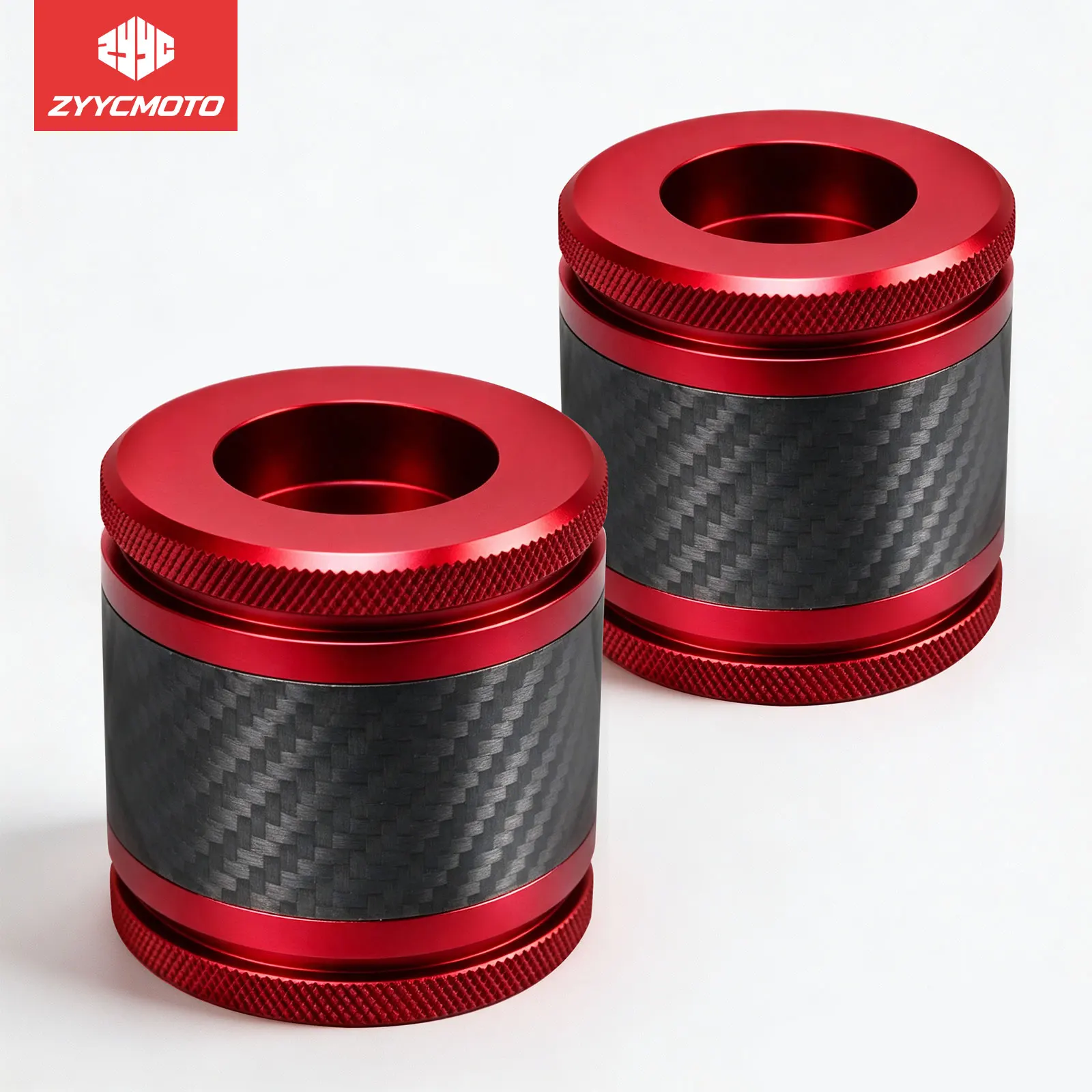 ZYYCMOTO CNC Aluminum Slider End Caps with Fiber Inlay for 1.25