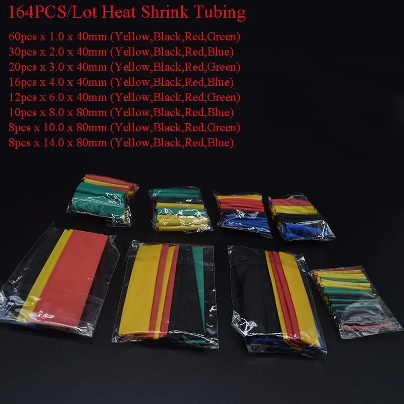 127/164/328/530Pcs Set Geïsoleerde Sleeving Tubing Set Krimpkous Polyolefin Elektrische Wrap Draad kabel Hittekrimpbuis