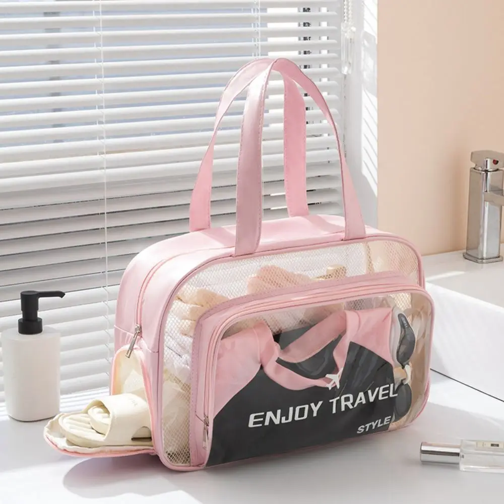 Portable Waterproof Swimming Storage Bag Transparent Multi-pocket Travel Storage Bag Dry and Wet Separation Makeup Bag Outdoor