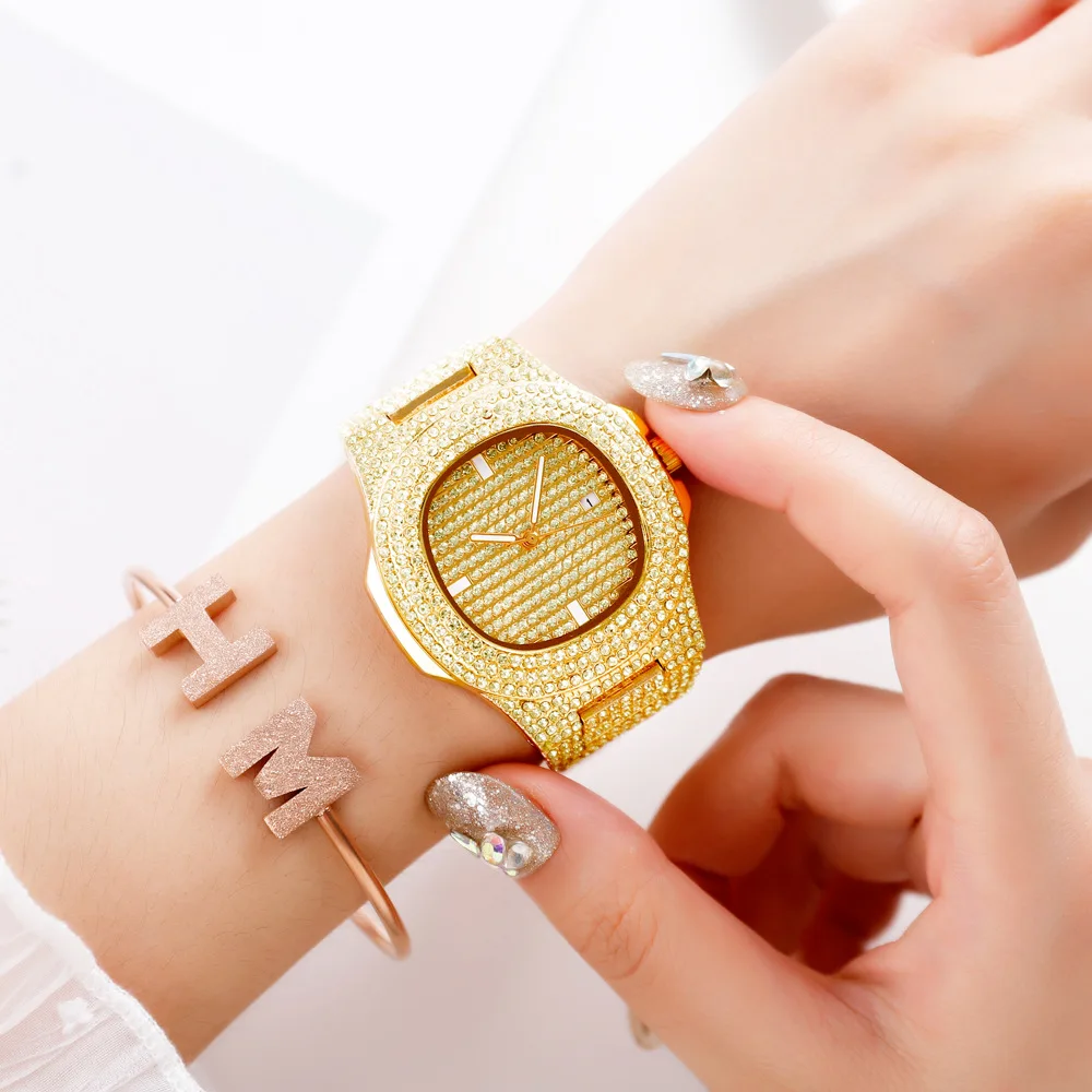 Роскошные модные женские наручные часы с бриллиантовым циферблатом и блестящими звездами и бриллиантами для женщин, женские наручные часы