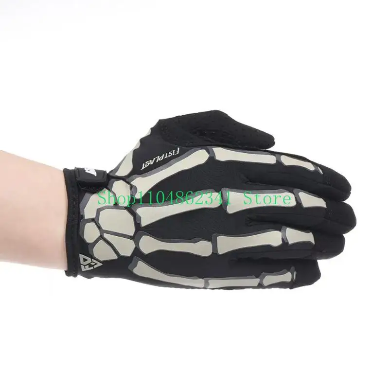 652F Nylon Motorcycle Gloves for Comfortable Cycling Skeleton Hand Pattern