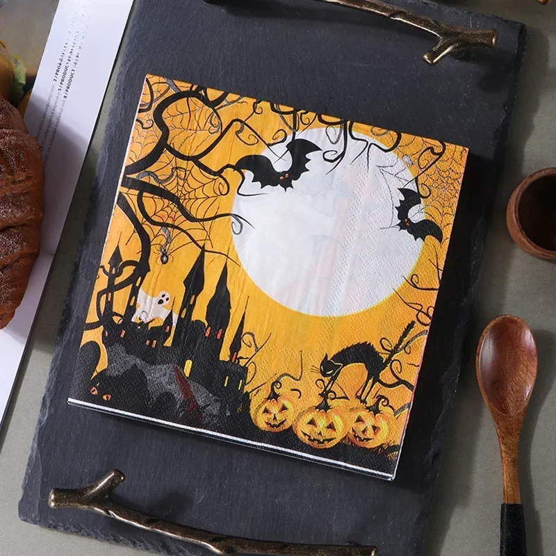 Halloween Party Creative Paper Napkins Wood Pulp Colorful Printed Napkins Decorative Paper Placemats Cheap Promotions 10/20pcs