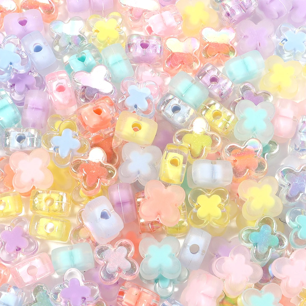 50 stücke 15mm Acryl Blume Perlen Bunte Vier Blütenblatt Blume Lose Perlen Für Schmuck Machen DIY Armband Halskette Ohrring liefert