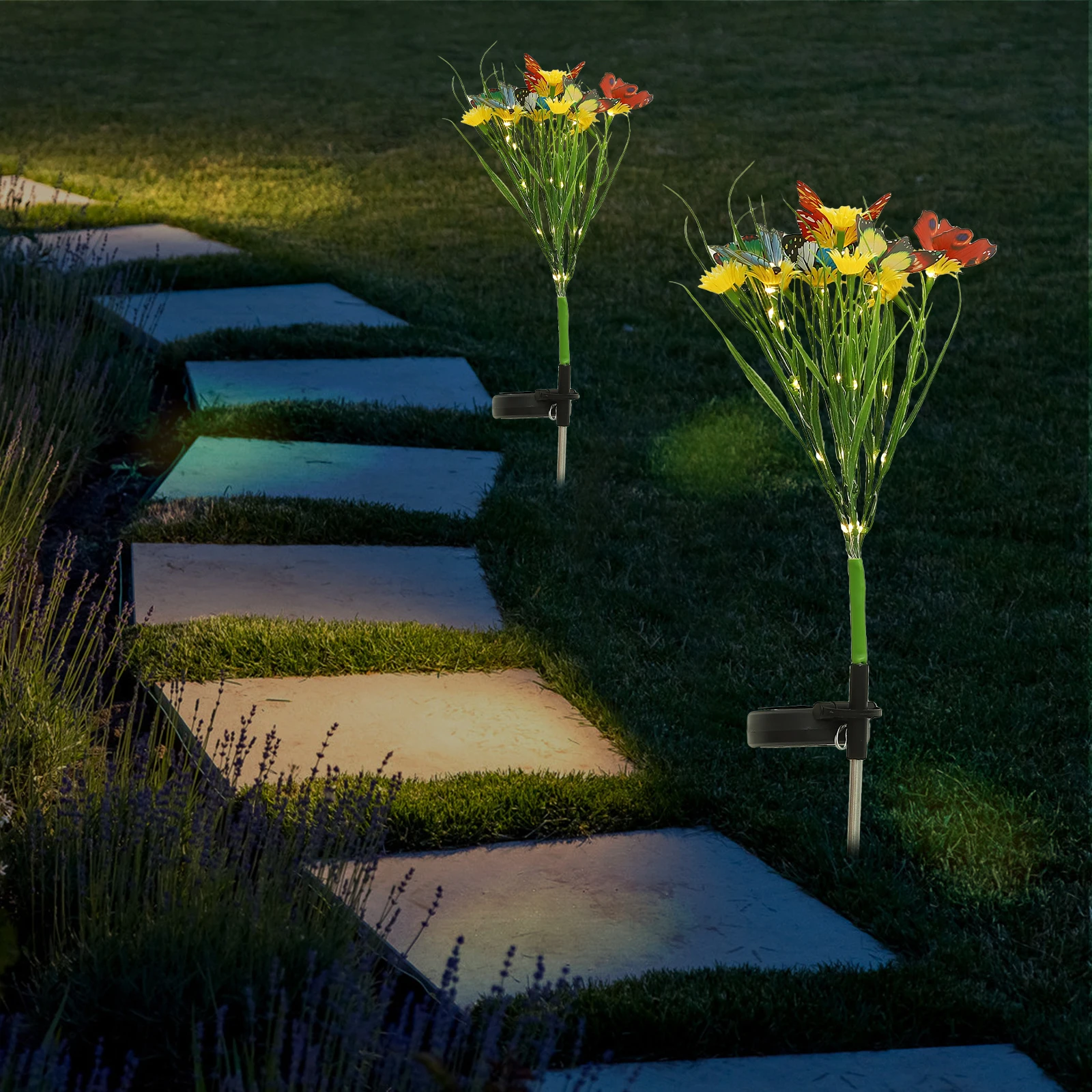 

Solar Lights Warm Color Outdoor Garden Lawn Waterproof Pathway Yard Party DIY Decor Lamp