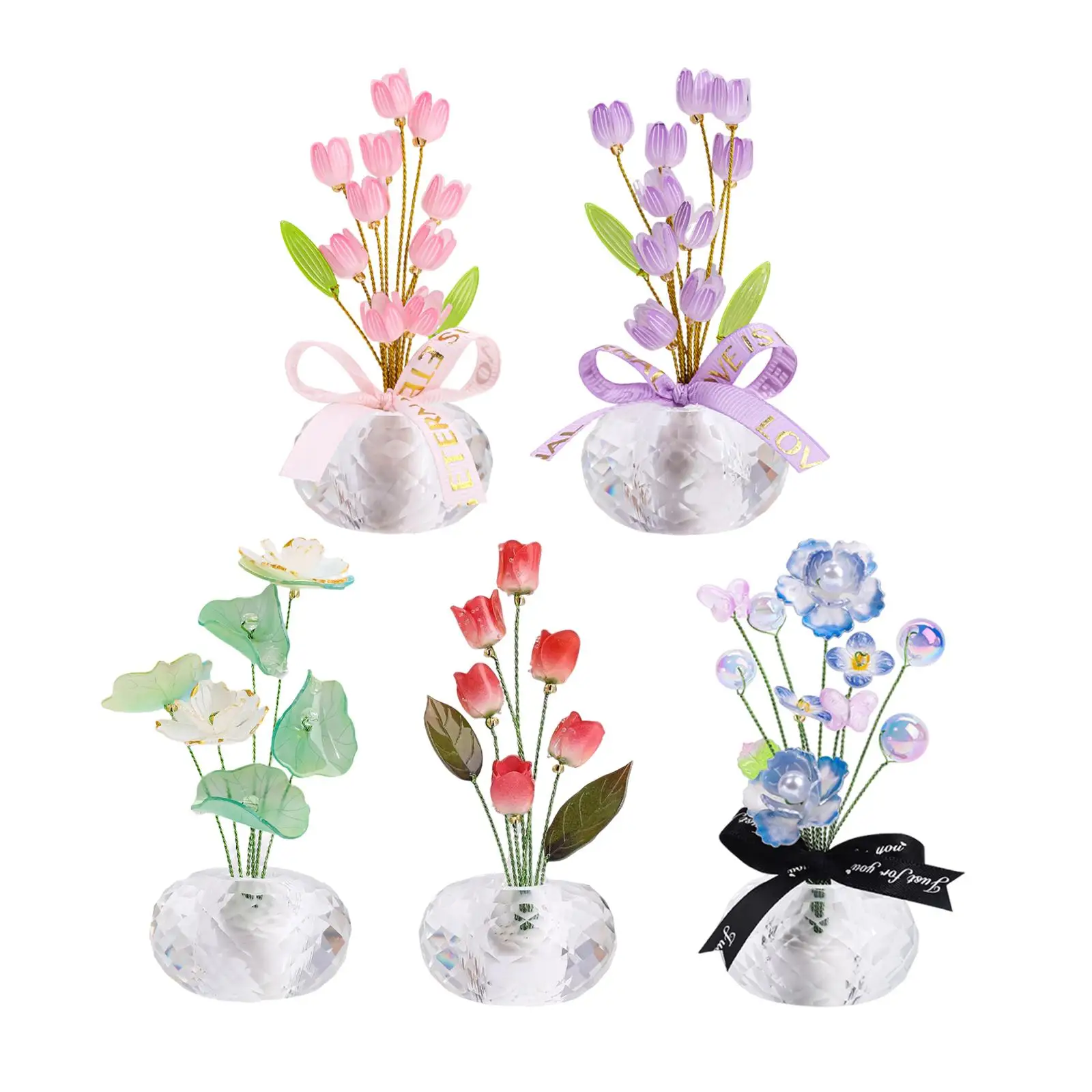 Car Dashboard Flower Decor Automotive Figurine for Women Girl Office