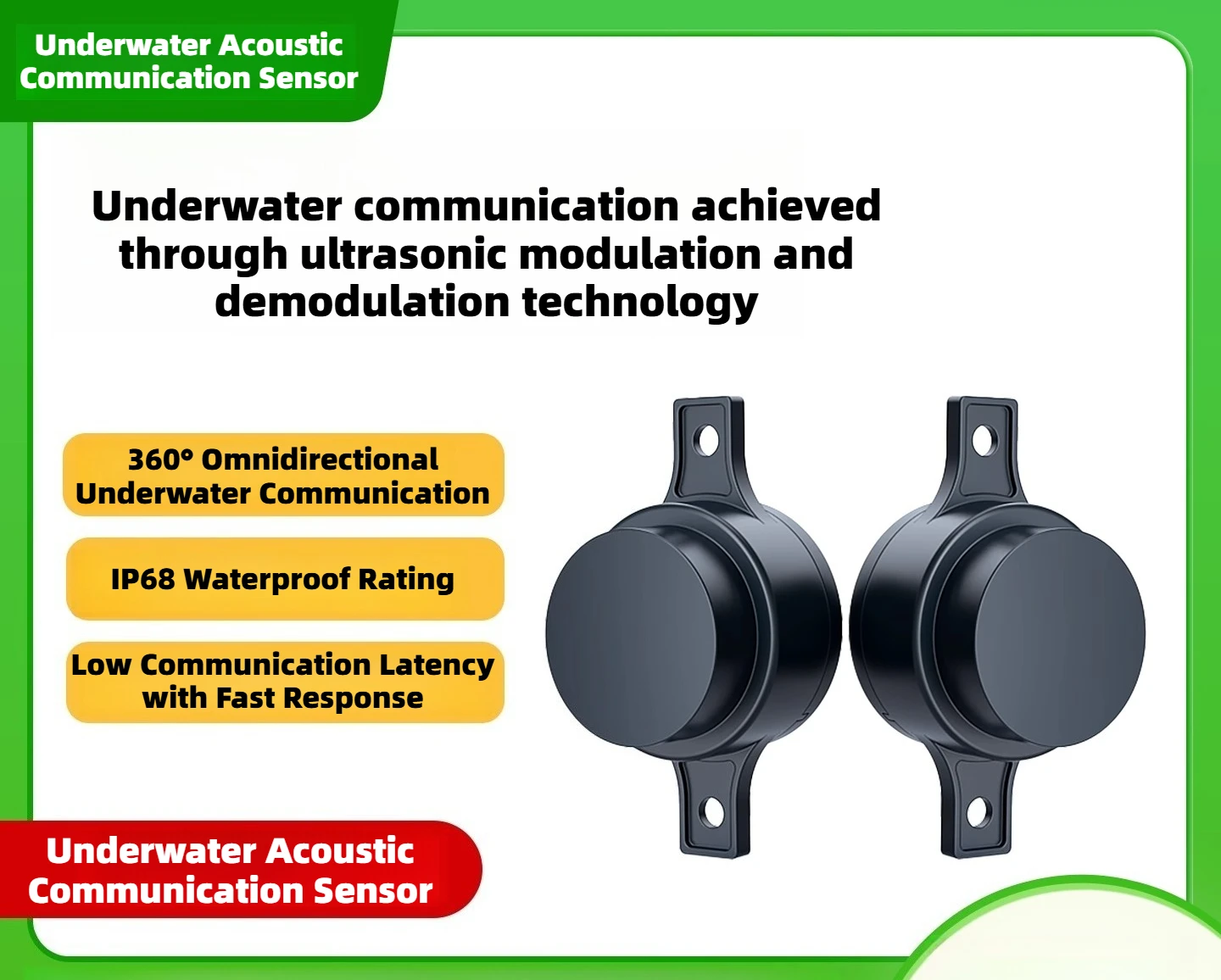 

Ultrasonic underwater acoustic communication sensor Underwater signal communication Obstacle avoidance 360 degree transmitter