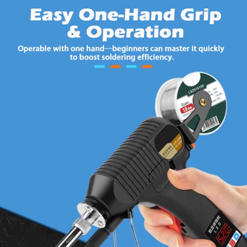 120W Digital Display Soldering Iron Gun 200-600°C Adjustable Temperature Automatic Send Tin Gun Repair DIY