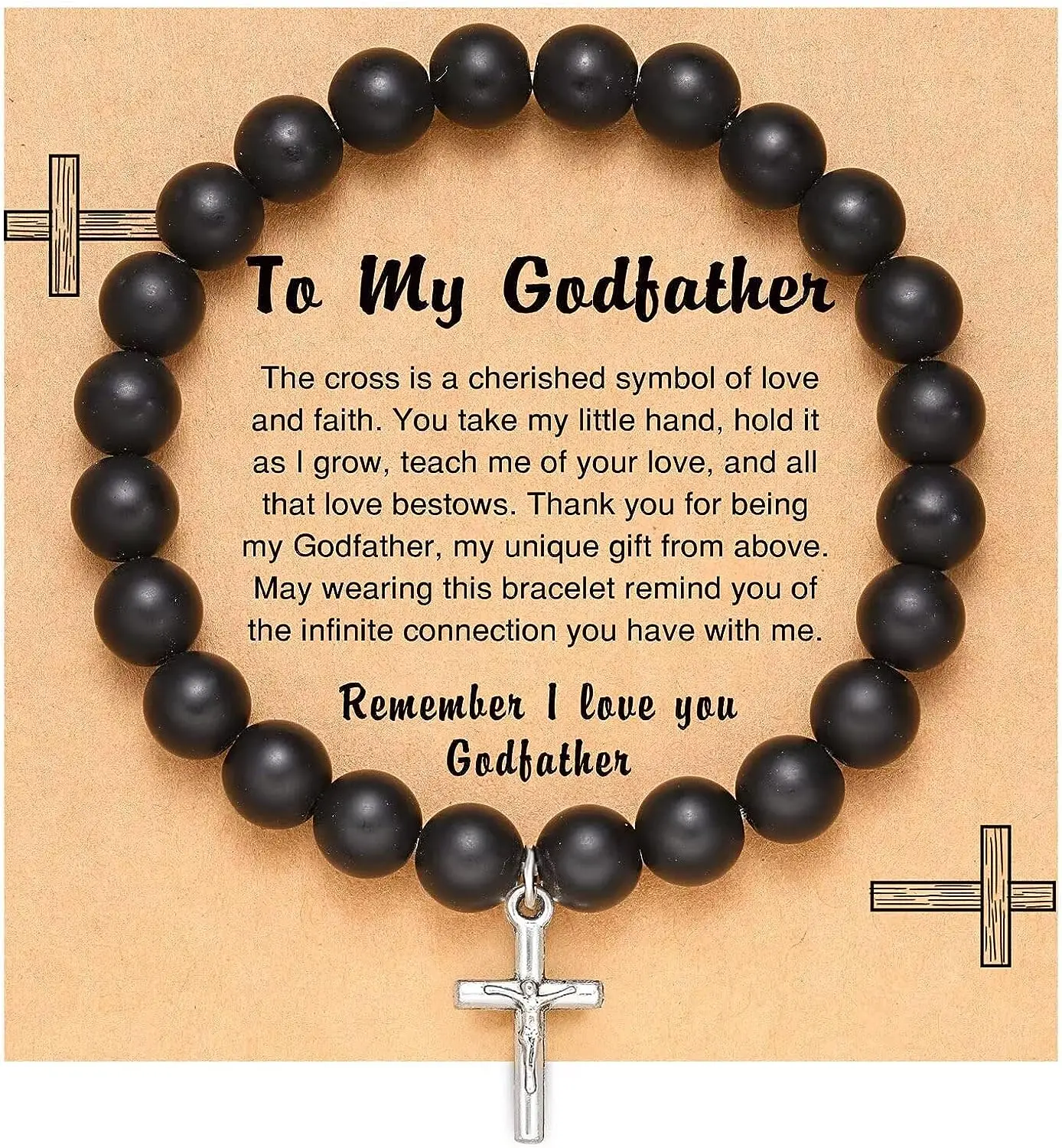 Godmother/Godfather Gifts, Natural Stone Cross Bracelet for Godparents/Godmother Godfather Proposal