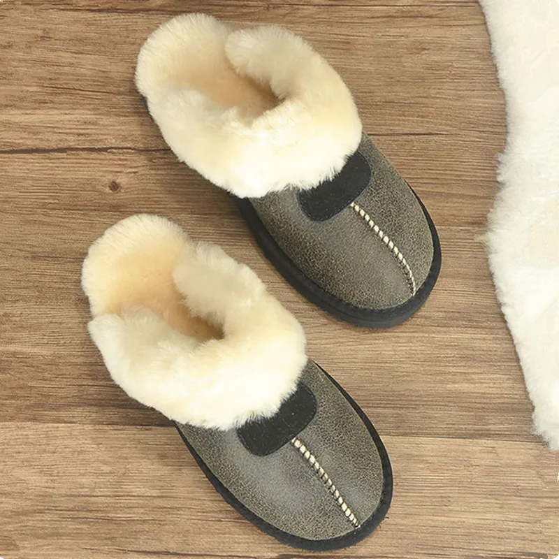 KZZO 100% Natural Sheepskin Fur Slippers Fashion Women Warm Indoor Slippers Soft Wool Lady Home Shoes Female Winter New style