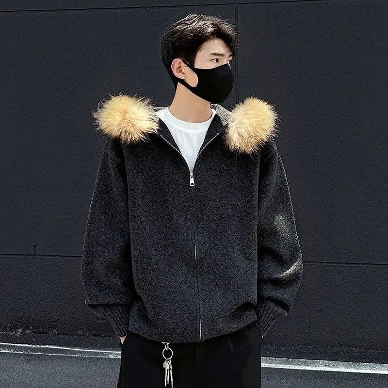 

Вязаный кардиган Laid-ba Sle свободного кроя с капюшоном, повседневный свитер-жакет, осень-зима, новинка, полиэстер