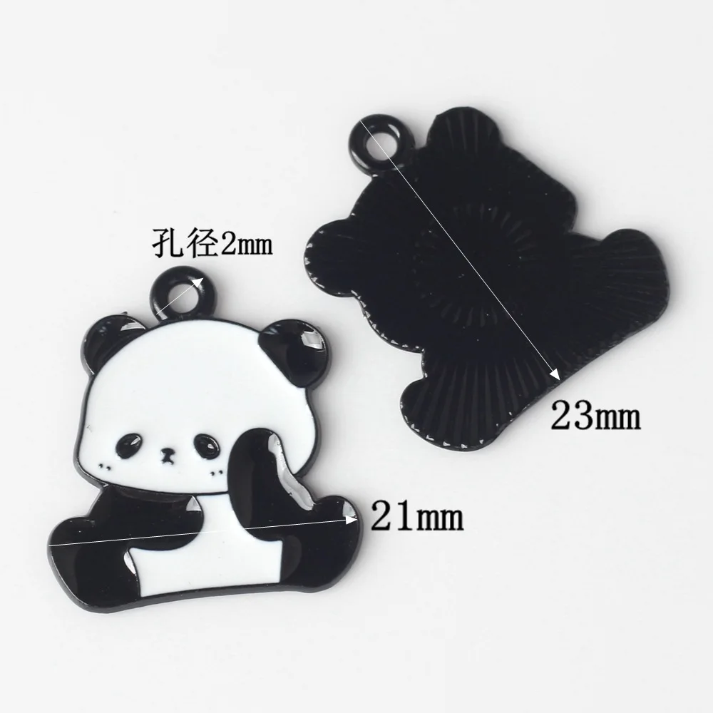 Simples Alloy Drip Oil Panda Pingente, DIY Pulseiras e Colares, Acessórios de Jóias, 10PCs por Pacote