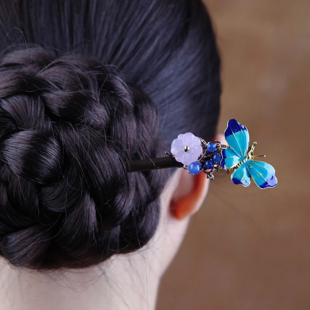 

Ebony Bun Stick Retro Oriental Fork Pin For Thick Curly Smooth Bun Maker Hair Clip Hair Chopstick Tool
