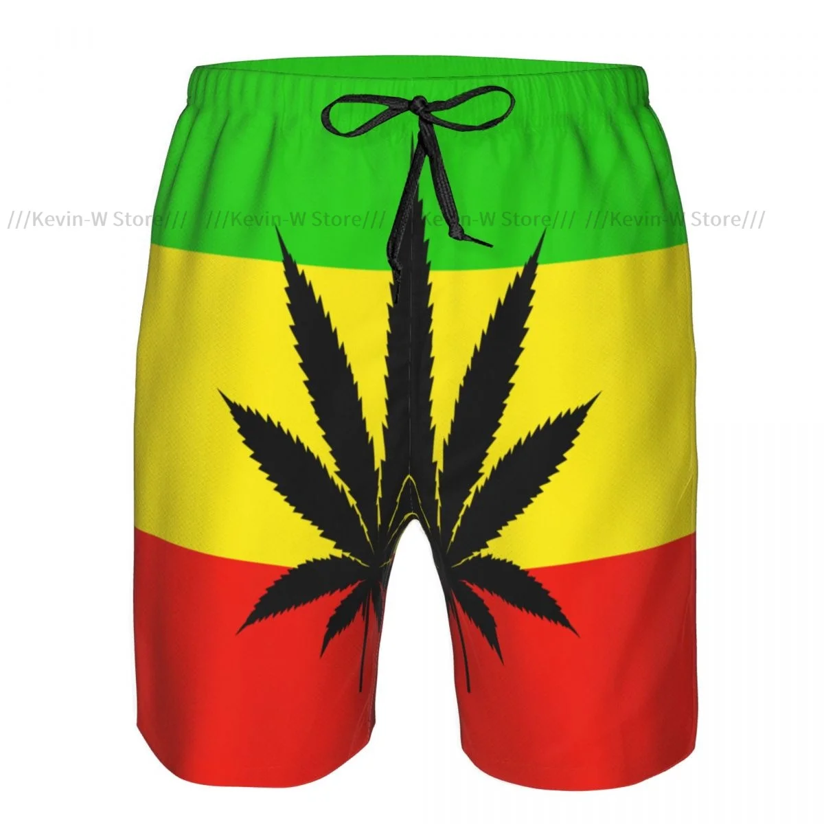 Summer Men's Swimwear Shorts Rasta Flag With Leaf Beachwear Swim Trunks Men Swimsuit