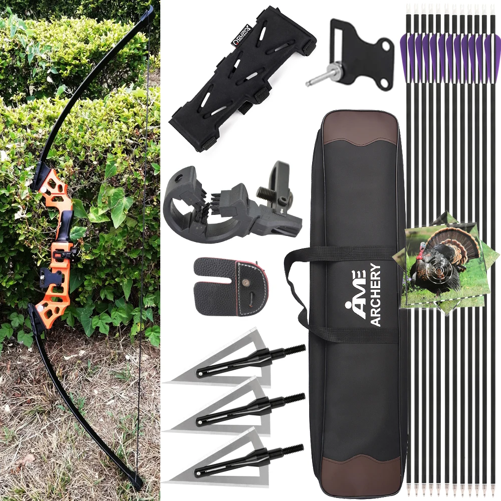 

30-40 Lbs Recurve Bow Arrow Set Takedown 20 Inch Bow Riser Aluminium Magnesium Alloy Handle Shooting Target Hunting Right Hand