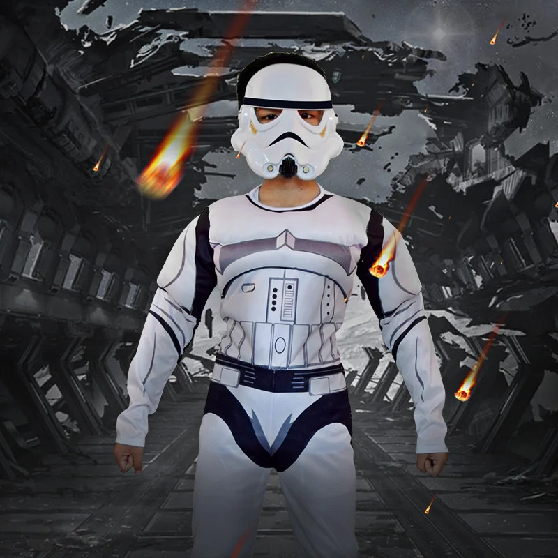 S-L Fantasia infantile Unisex Children Movie Cosplay Halloween Stormtroopers helmet Costume Christmas Purim Stage play dress