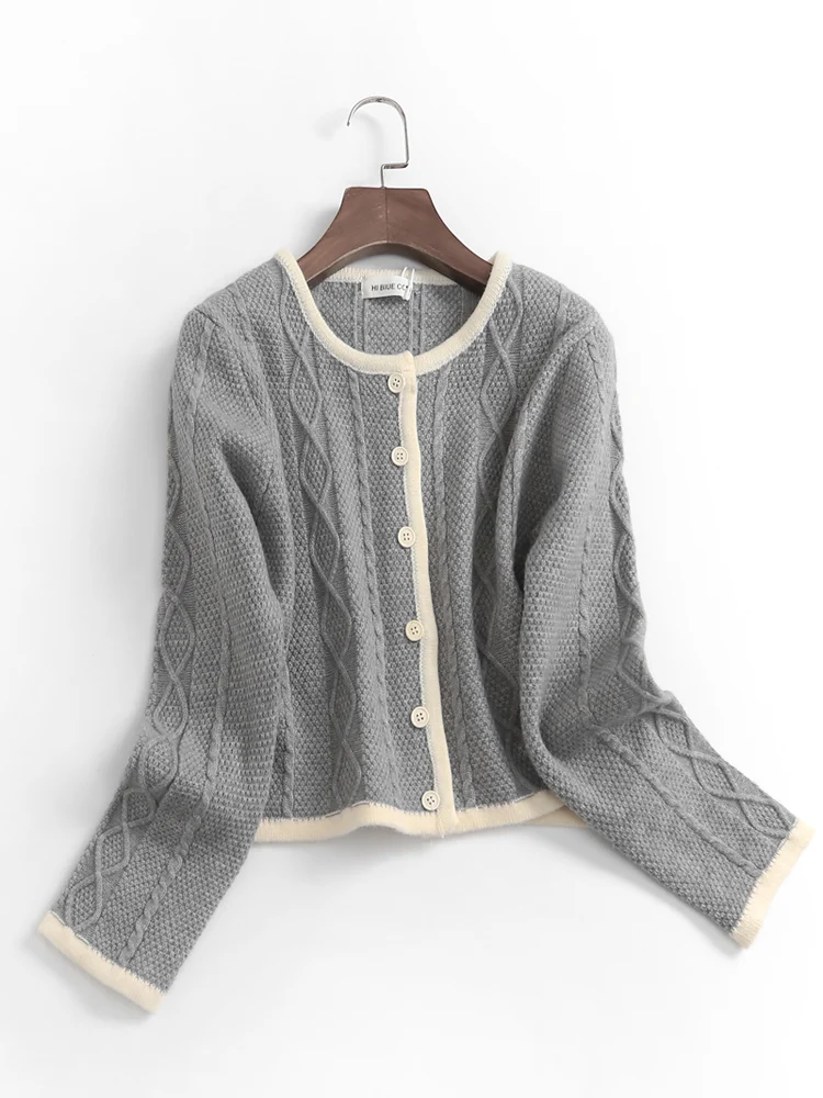 

X736 Color Blo round Ne Twisted ort Sve Long Sve Женский вязаный свитер Осень Зима Новый Sle Sweet Sle Pure...