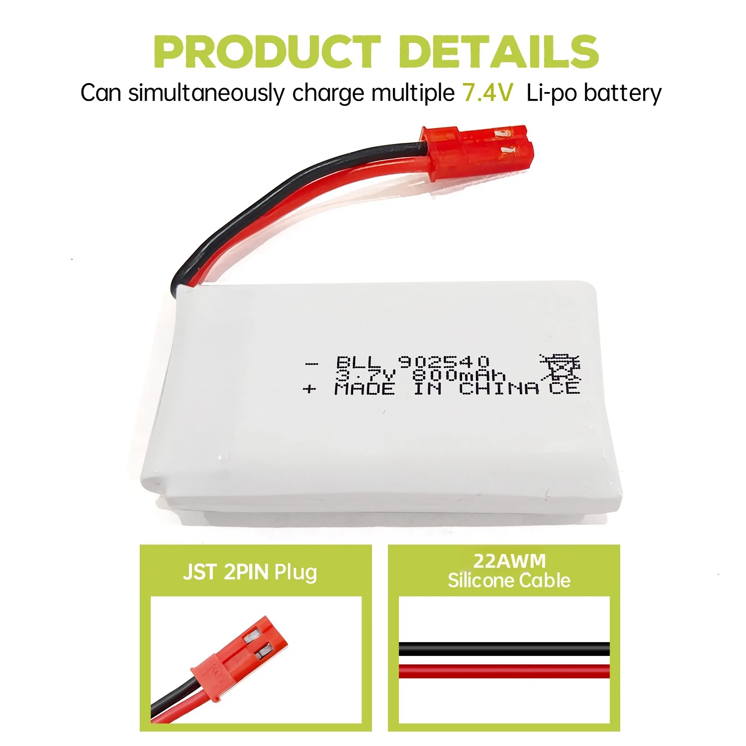 Bateria lipo 5 peças 3.7v 800mah 30c + carregador 5 em 1 para drone syma x56w mjx x400w x300c x800 hs110 hs200 s670 v950hd s1750 v2450 rc
