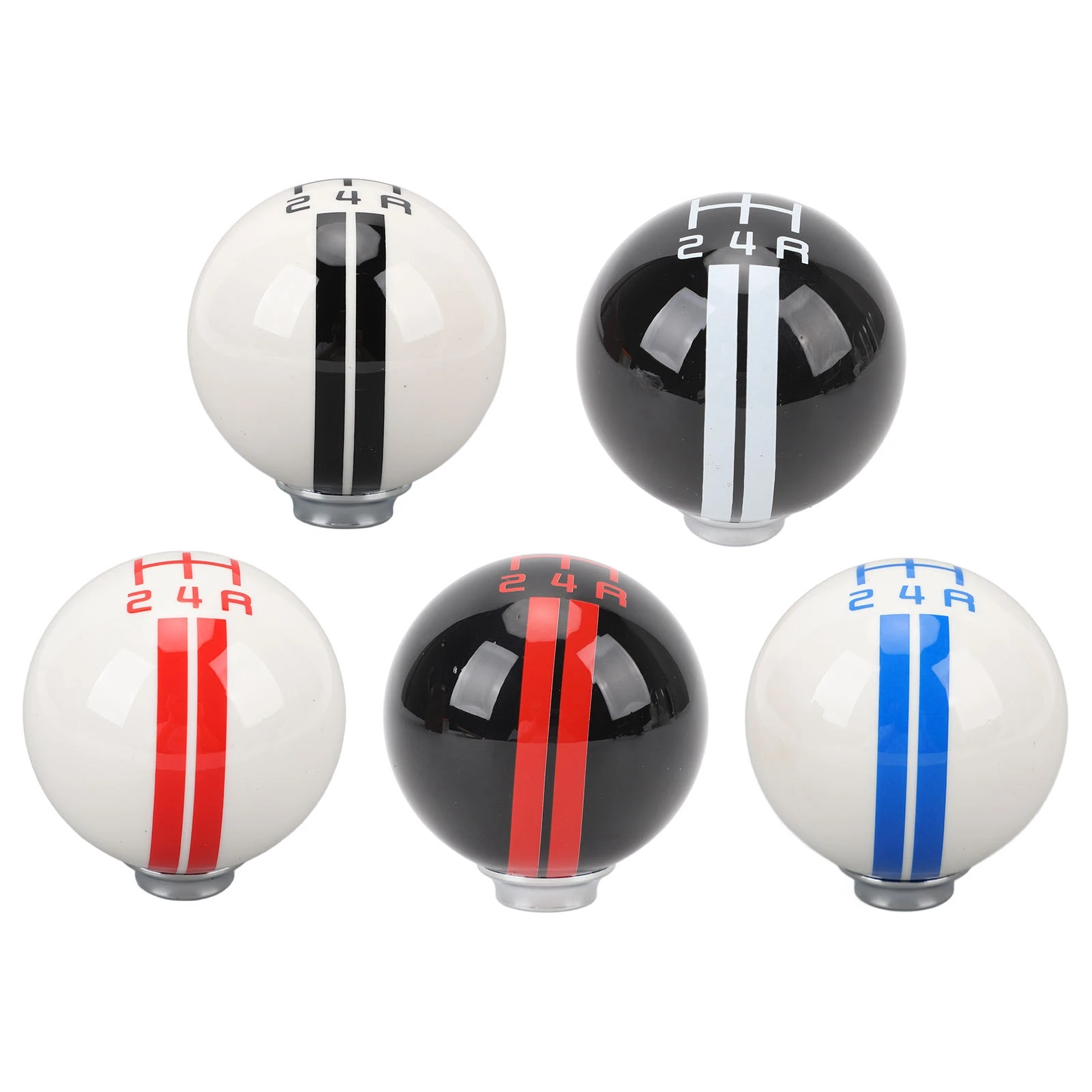 Pomo de Palanca de Cambios de 5 Velocidades para Automóvil, Pomo de Palanca de Cambios Manual con Bola Redonda y 3 Adaptadores para Automóvil Universal